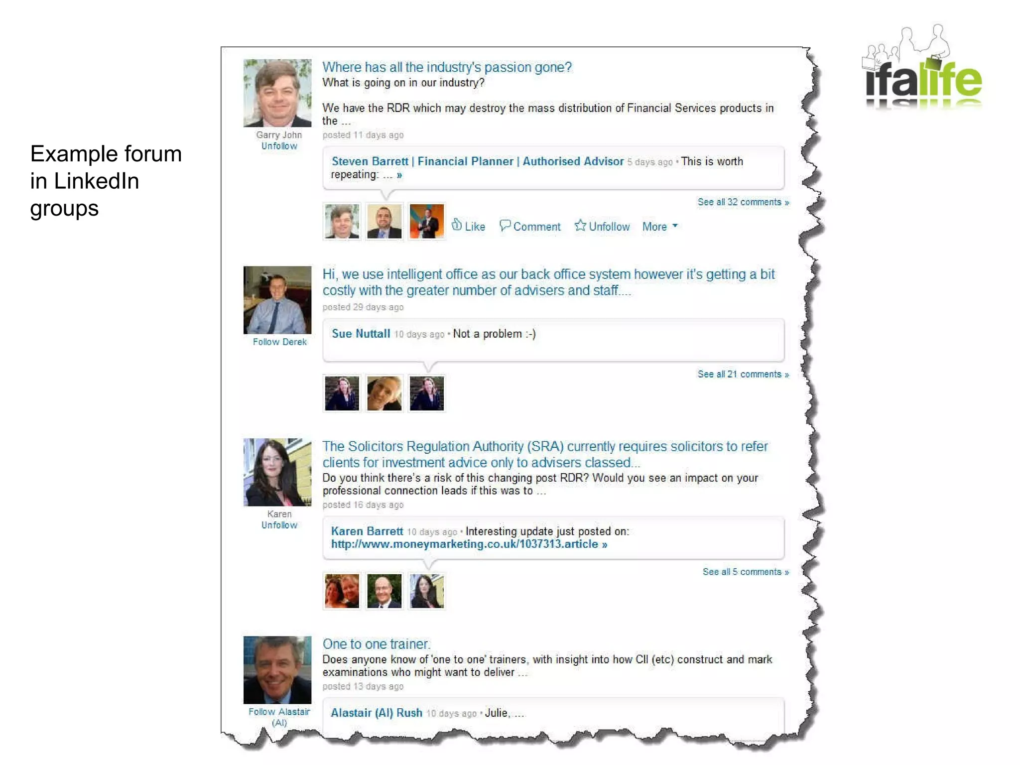 Example forum in LinkedIn groups 