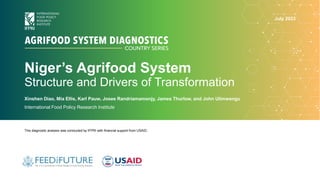 Niger’s Agrifood System
Structure and Drivers of Transformation
Xinshen Diao, Mia Ellis, Karl Pauw, Josee Randriamamonjy, James Thurlow, and John Ulimwengu
International Food Policy Research Institute
This diagnostic analysis was conducted by IFPRI with financial support from USAID.
July 2023
 