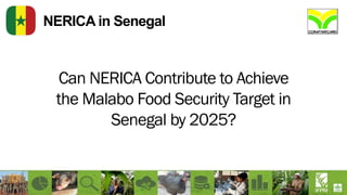 NERICA in Senegal
Can NERICA Contribute to Achieve
the Malabo Food Security Target in
Senegal by 2025?
 