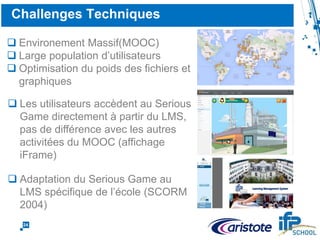 24
Avant MOOC
31 %
42 % 83 %
15 %
Après MOOC
27 % 2 %
Quel type d’activité préférez-vous pour évaluer
vos connaissances après des séances de cours ?
Impact des Mini-jeux – Analyse des données
Mini-Jeux
 