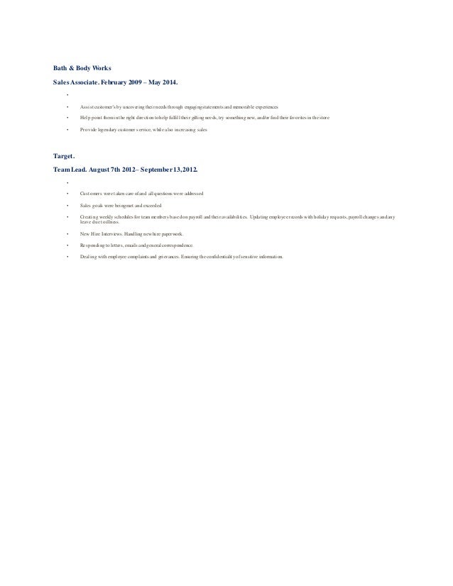ifrah kanwal resume bath and body works resume
