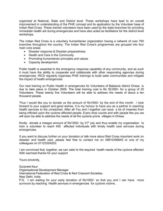 Ifrc In India Direct Mail Letter
