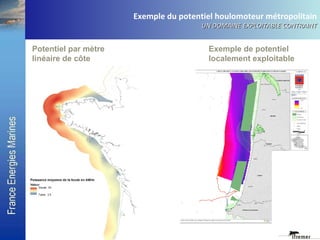 Potentiel par mètre linéaire de côte Exemple du potentiel houlomoteur métropolitain UN DOMAINE EXPLOITABLE CONTRAINT Exemple de potentiel localement exploitable 