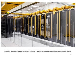12
Este data center do Google em Council Bluffs, Iowa (EUA), usa eletricidade de uma fazenda eólica
 