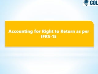 Accounting for Right to Return as per
IFRS-15
 