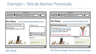 Exemplo	– Tela	do	Banner	Promoção
Site	Atual Site	deve	carregar	banner	na	primeira	vez21
 