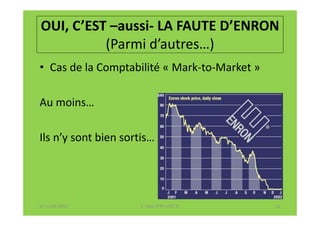 OUI, C’EST –aussi- LA FAUTE D’ENRON
          (Parmi d’autres…)
• Cas de la Comptabilité « Mark-to-Market »

Au moins…

Ils n’y sont bien sortis…




07-11/01/2013         F. Cabo (IFRS-eHECT)    22
 