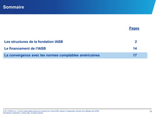 Le président est désigné par les trustees et participe aux travaux des trusteesLes structures de la fondation IASBL’IASBOrgane de normalisation comptable au sein de la fondation IASB