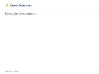8Audit | Tax | Advisory
Strategic investments
 