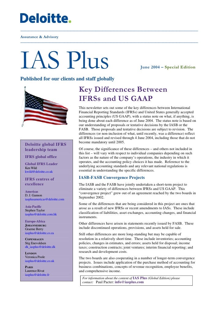 a comparison of the international financial reporting standards ifrs and the united states generally a comparison of the international financial reporting standards ifrs and the united states generally