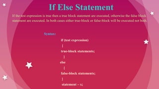 If statements in c programming | PPTX | Programming Languages | Computing