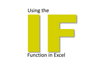 Using the IF Function in Excel | PDF image.