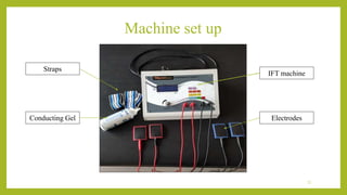 Machine set up
31
Straps
Conducting Gel
IFT machine
Electrodes
 