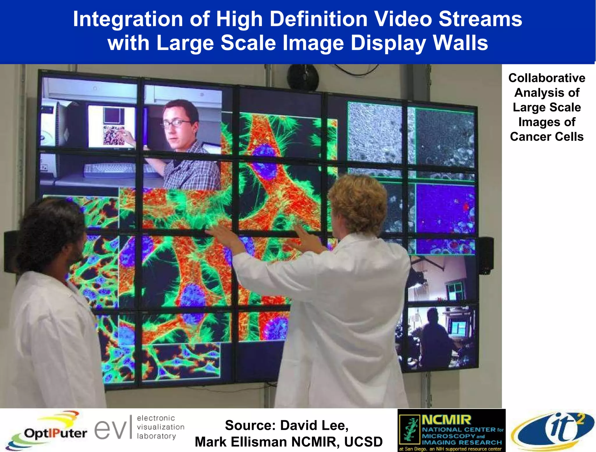 Integration of High Definition Video Streams with Large Scale Image Display Walls Source: David Lee,  Mark Ellisman NCMIR, UCSD Collaborative Analysis of Large Scale Images of Cancer Cells 