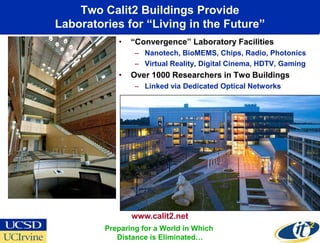 Two Calit2 Buildings Provide
   Laboratories for “Living in the Future”
               •   “Convergence” Laboratory Facili...