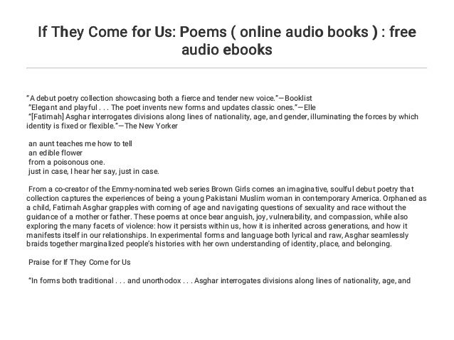 If They Come For Us Poems Online Audio Books Free Audio Ebooks