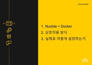 1. Nuclide + Docker
2. 상호작용 방식
3. 실제로 어떻게 설정하는가
 