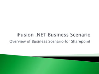 iFusion .NET Business Scenario Overview of Business Scenario for Sharepoint 