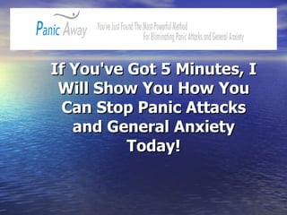 If You've Got 5 Minutes, I Will Show You How You Can Stop Panic Attacks and General Anxiety Today! 