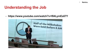 Namics.8
Understanding the Job
- https://www.youtube.com/watch?v=f84LymEs67Y
 
