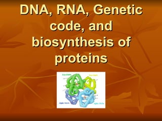 DNA, RNA, Genetic code, and biosynthesis of proteins 