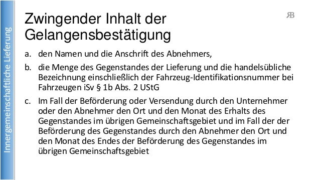 8 innergemeinschaftlichelieferung zwingender inhalt der gelangensbesttigung - Gelangensbestatigung Muster 8 innergemeinschaftlichelieferung zwingender inhalt der gelangensbesttigung - Gelangensbestatigung Muster