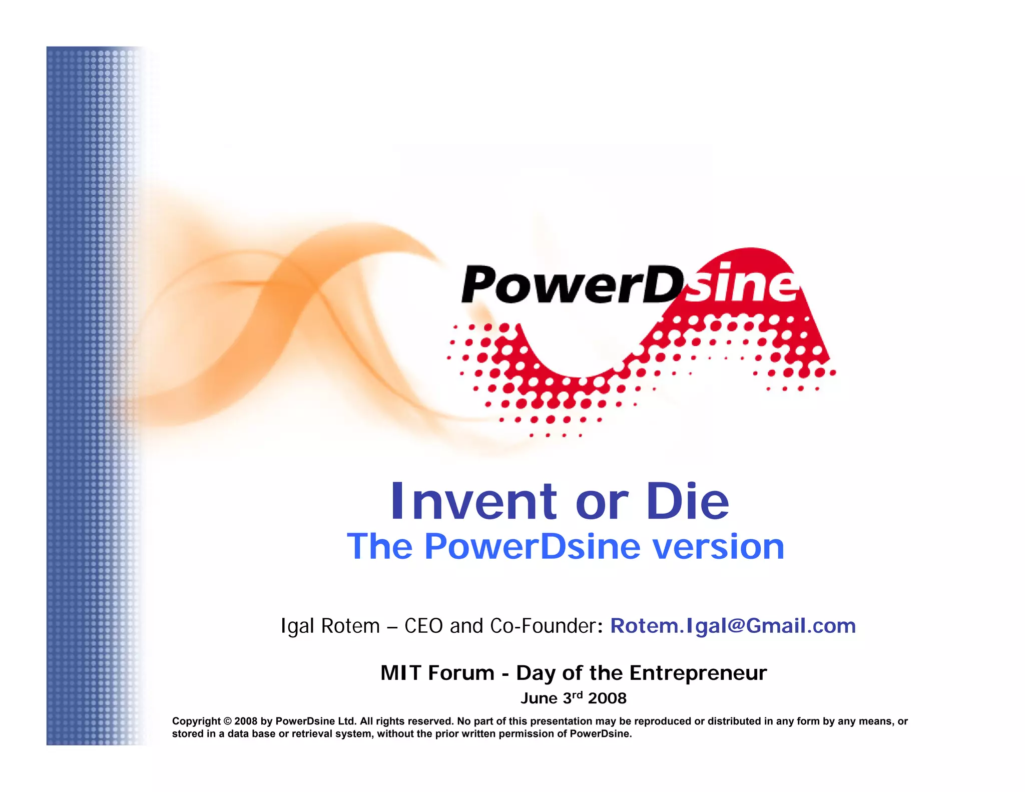 Igal Rotem Invent Or Die | PDF