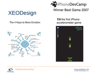 XEODesign The 4 Keys to More Emotion Winner Best Game 2007 Tilt  the first iPhone  accelerometer game 