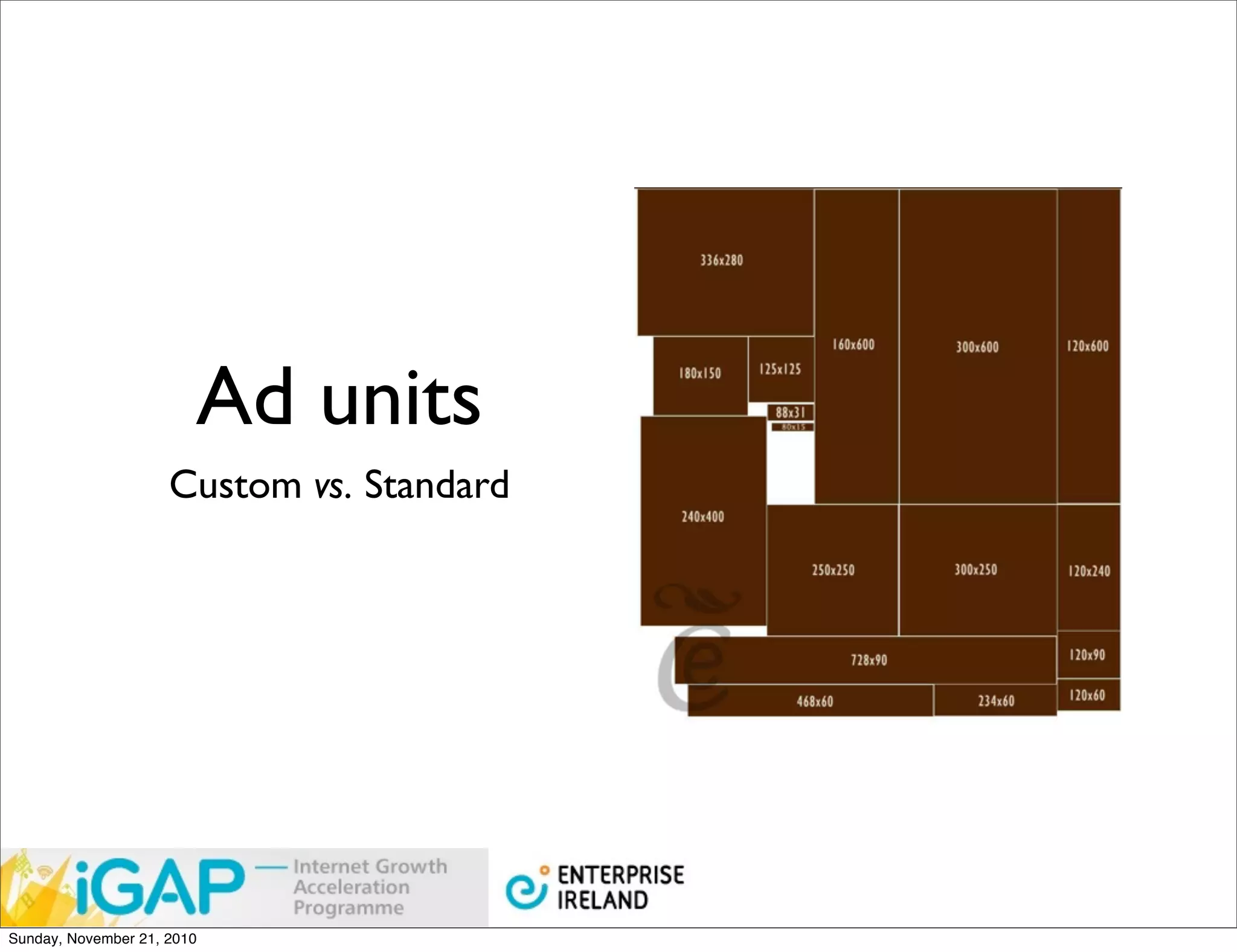Ad units
                     Custom vs. Standard




Sunday, November 21, 2010
 