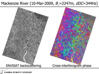 <ul><li>ENVISAT backscattering  Cross-interferogram phase </li></ul>Mackenzie River  (10-Mar-2009,  B  = 2247 m,  dDC = 3...