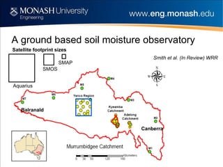 A ground based soil moisture observatory Aquarius SMOS SMAP Smith et al. (In Review) WRR Satellite footprint sizes Canberra Balranald 