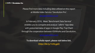 Please find more data including data utilized on this report
at Mobile Index Service ‘Gevolution Pro’.
pro.gevolution.co.k...