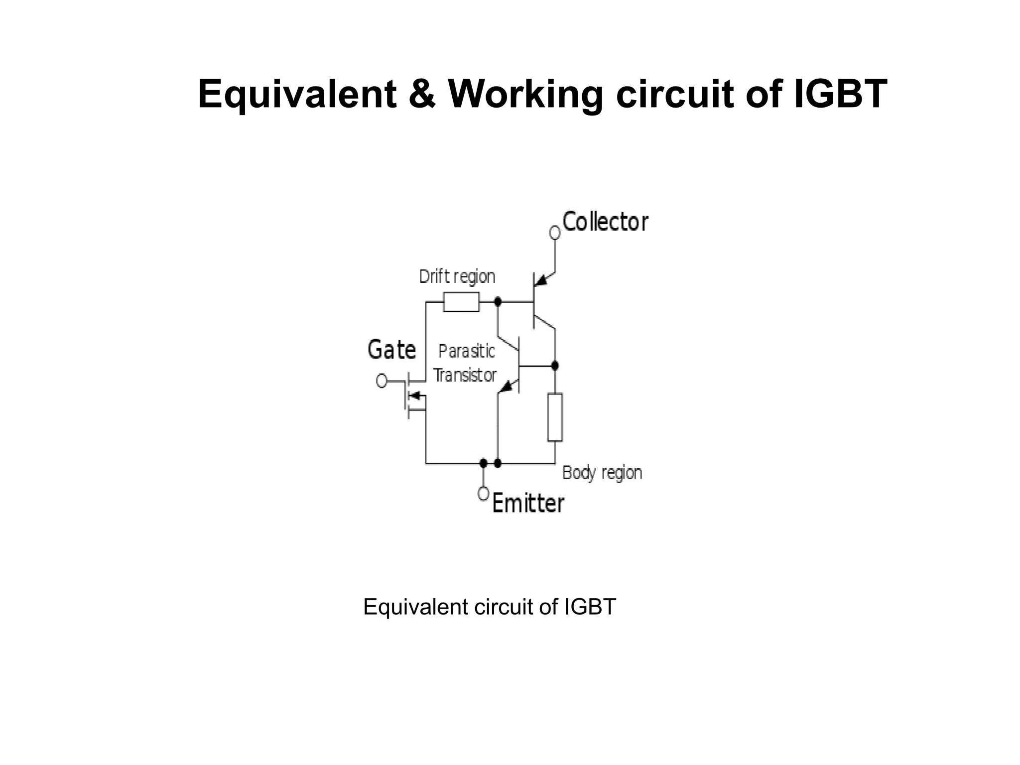 Equivalent & Working circuit of IGBT
Equivalent circuit of IGBT
 