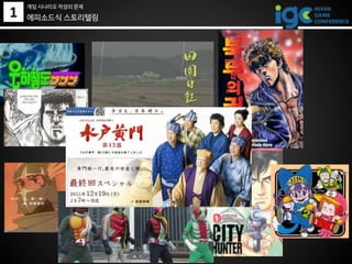 1 에피소드식 스토리텔링
게임 시나리오 작성의 문제
 