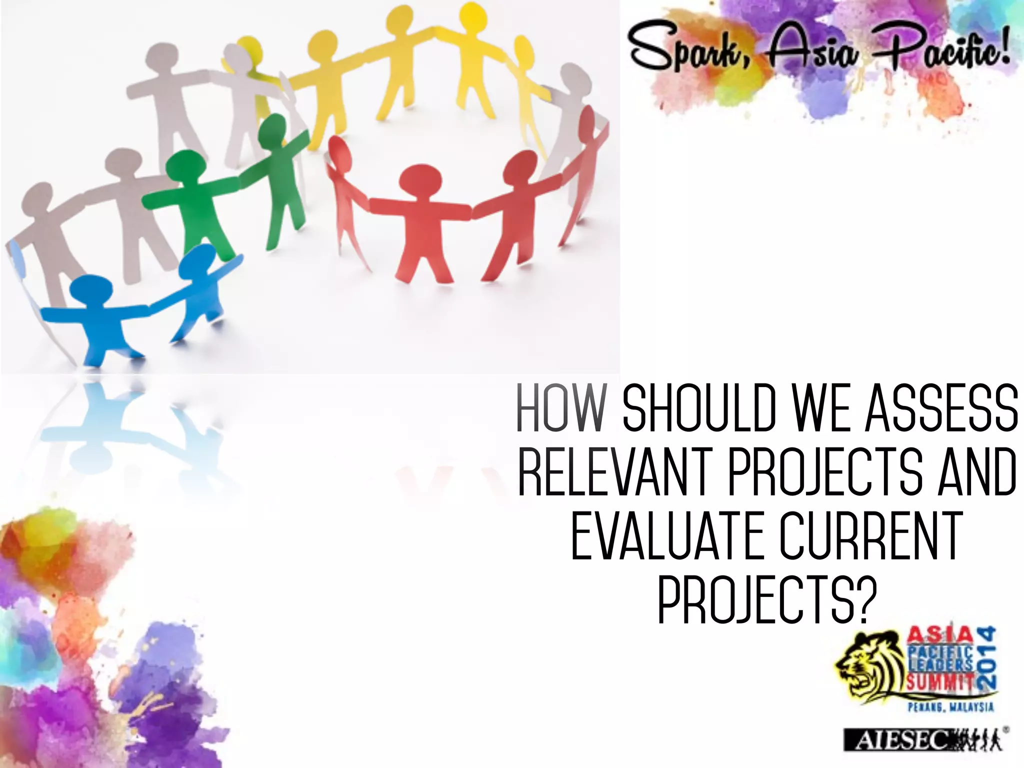 HOW SHOULD WE ASSESS
RELEVANT PROJECTS and
evaluate current
projects?
 