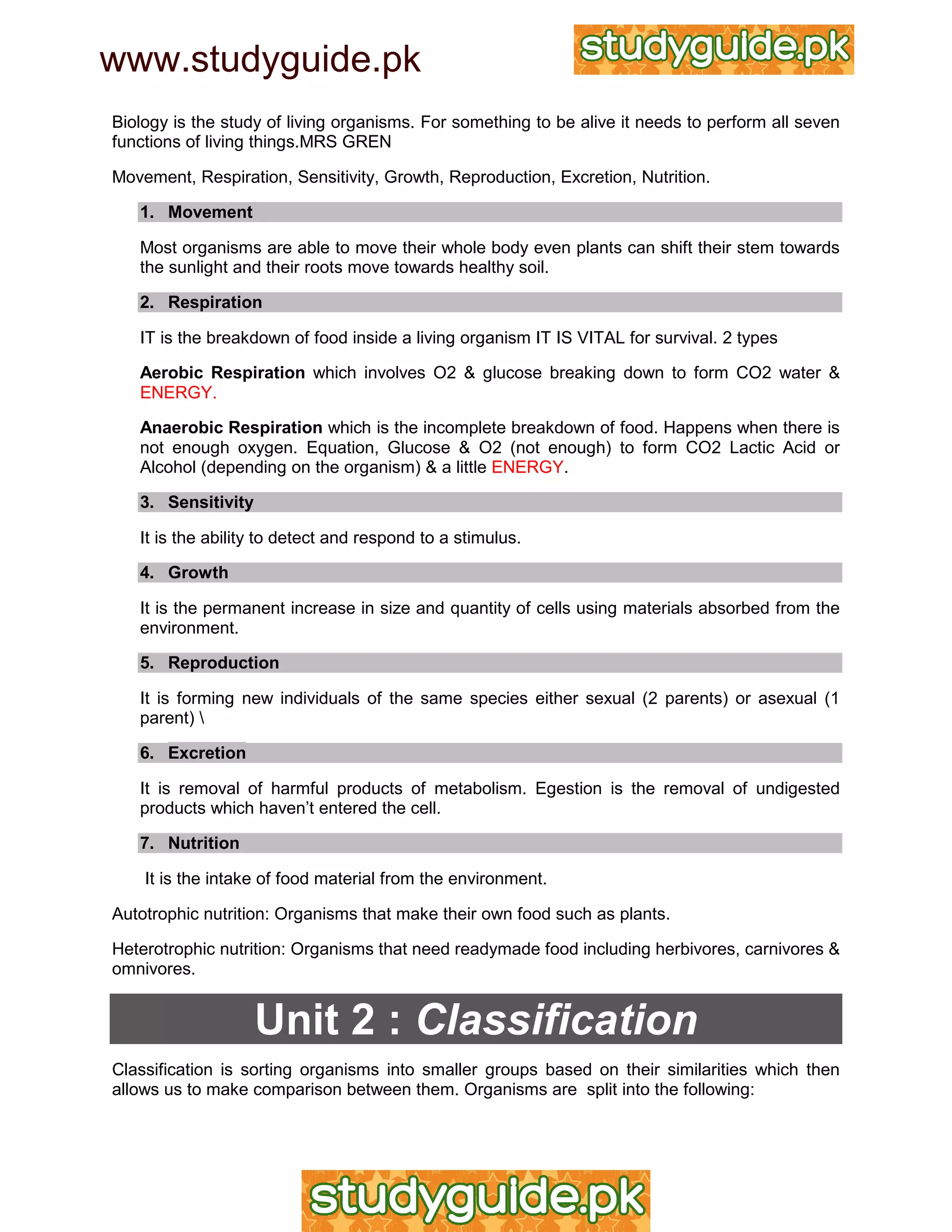 IGCSE Biology Revision Notes | PDF