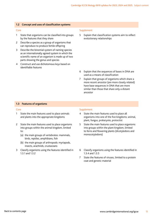 IGCSE Biology (0610) syllabus for the year 2023-2025 | PDF