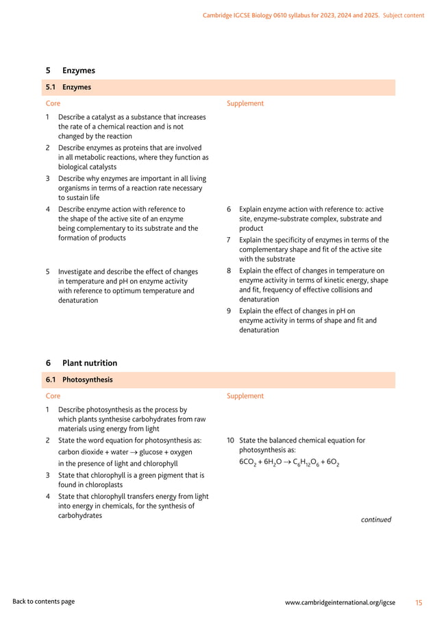 IGCSE Biology (0610) syllabus for the year 2023-2025 | PDF