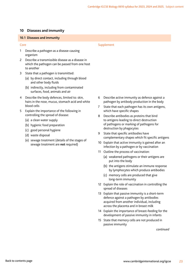 IGCSE Biology (0610) syllabus for the year 2023-2025 | PDF