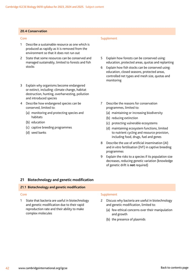 IGCSE Biology (0610) syllabus for the year 2023-2025 | PDF