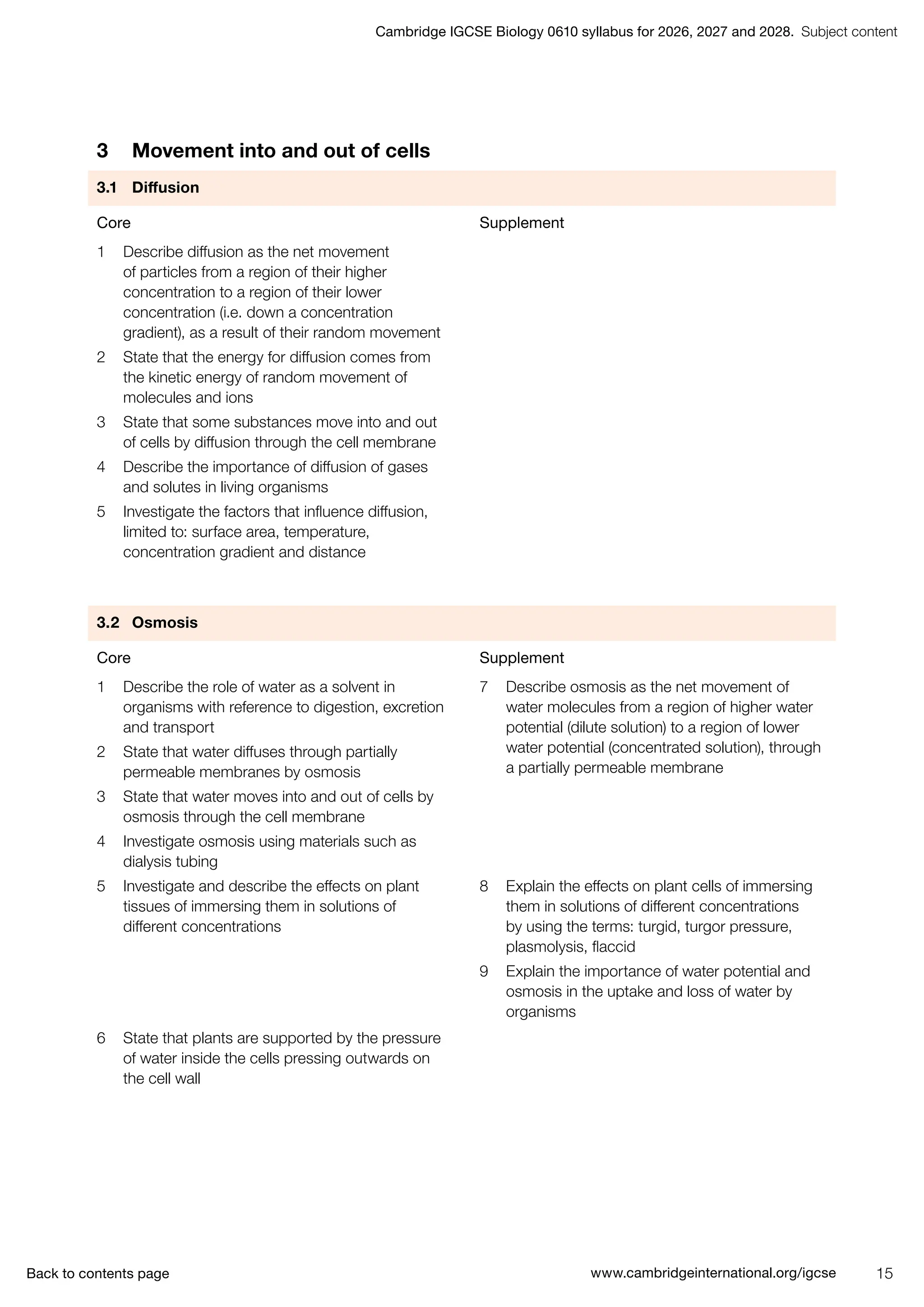 IGCSE Biology (0610) 2026-2028 syllabus. | PDF