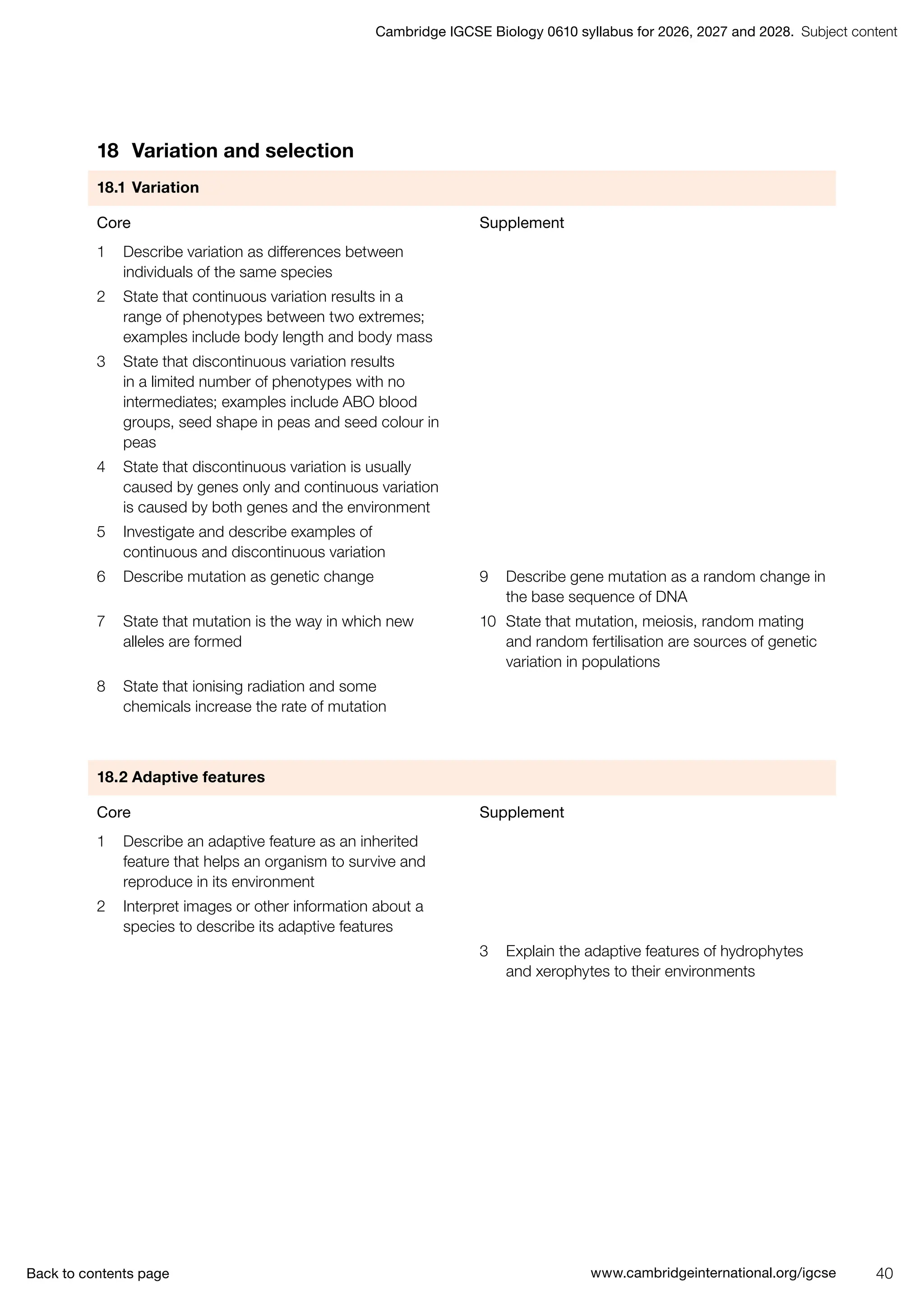 IGCSE Biology (0610) 2026-2028 syllabus. | PDF