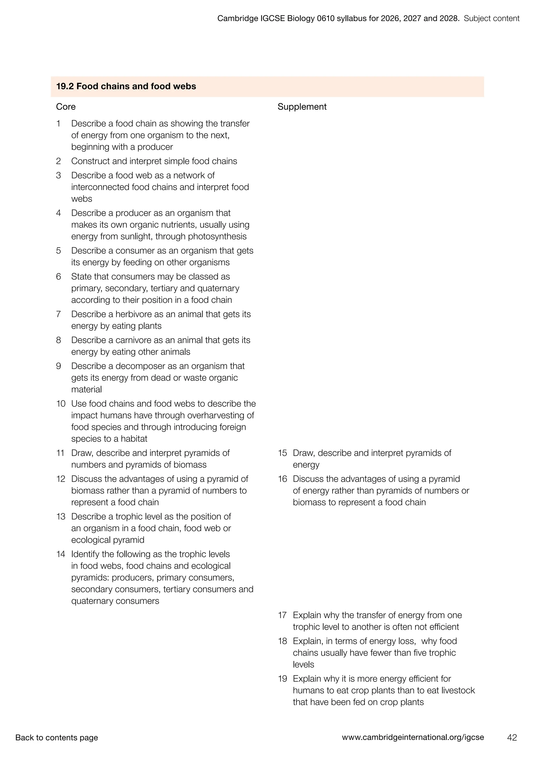 IGCSE Biology (0610) 2026-2028 syllabus. | PDF