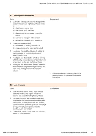 IGCSE Biology (0610) 2026-2028 syllabus. | PDF