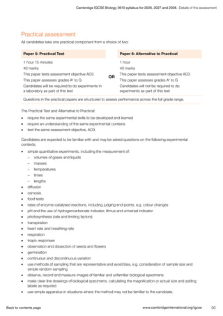 IGCSE Biology (0610) 2026-2028 syllabus. | PDF