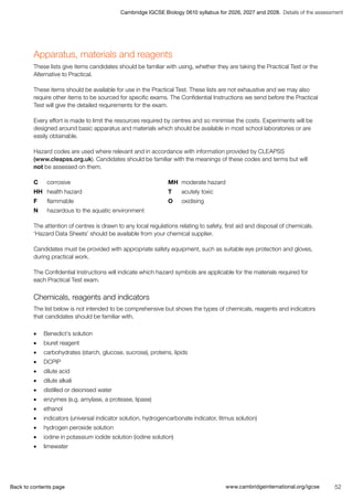 IGCSE Biology (0610) 2026-2028 syllabus. | PDF