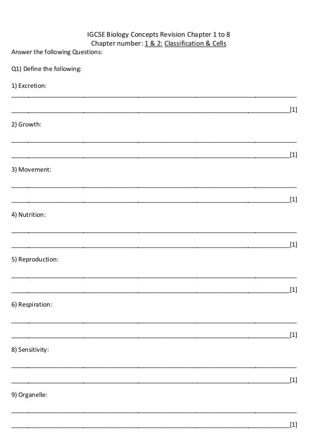 Igcse Biology Worksheets With Answers - Igcse Biology Concepts Revision Chapter 1 To 8 igcse biology worksheets with answers igcse biology concepts revision chapter 1 to 8