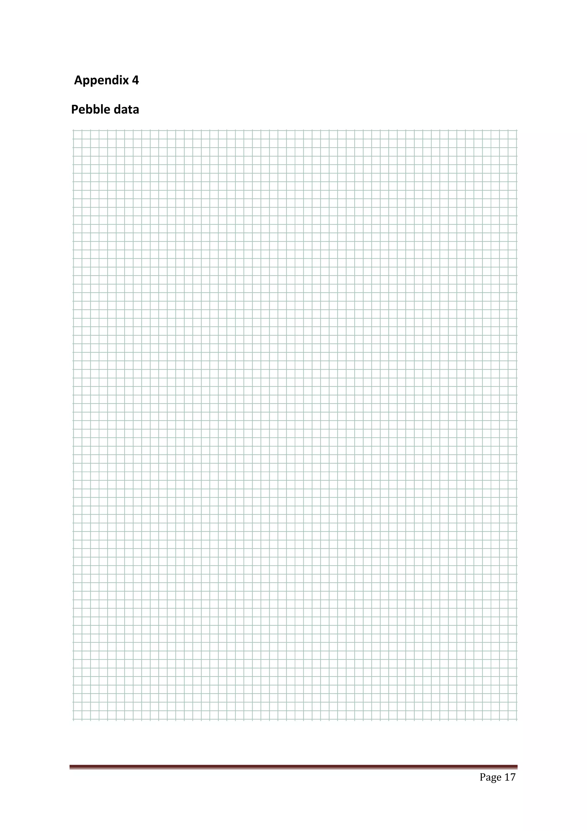 Page 17
Appendix 4
Pebble data
 