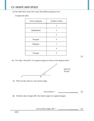 C3: SHAPE AND SPACE
19
 