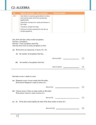 C2: ALGEBRA
1
 